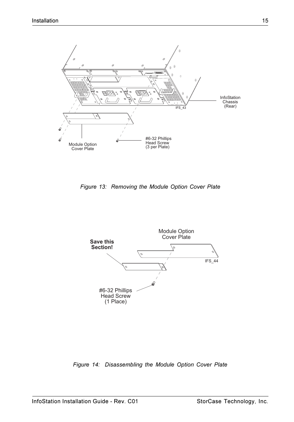 Figure 13: removing the module option cover plate | StorCase Technology 9-Bay 4U SCSI Ultra160 User Manual | Page 20 / 24