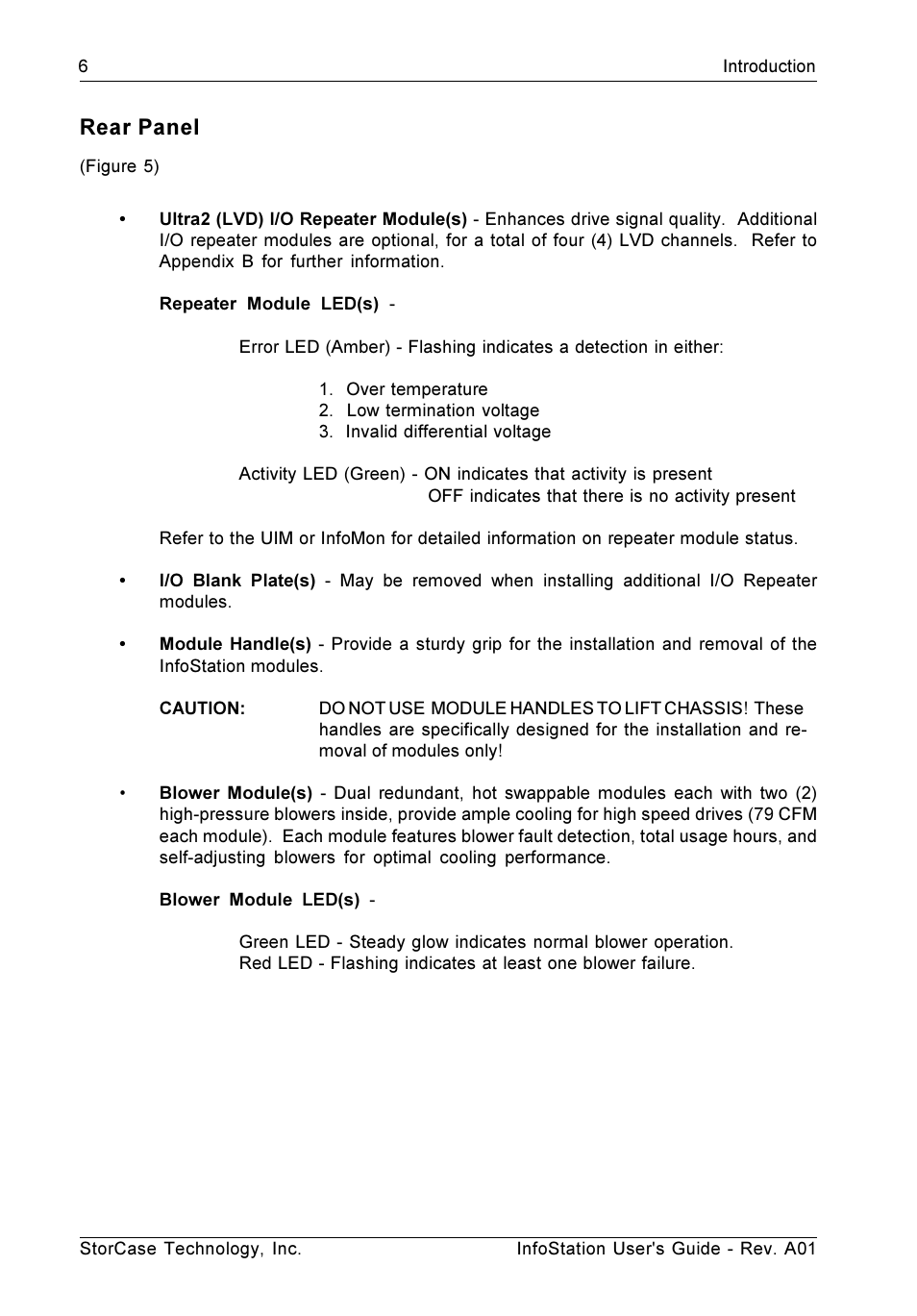 Rear panel | StorCase Technology 9-Bay 4U SCSI Ultra160 User Manual | Page 15 / 59