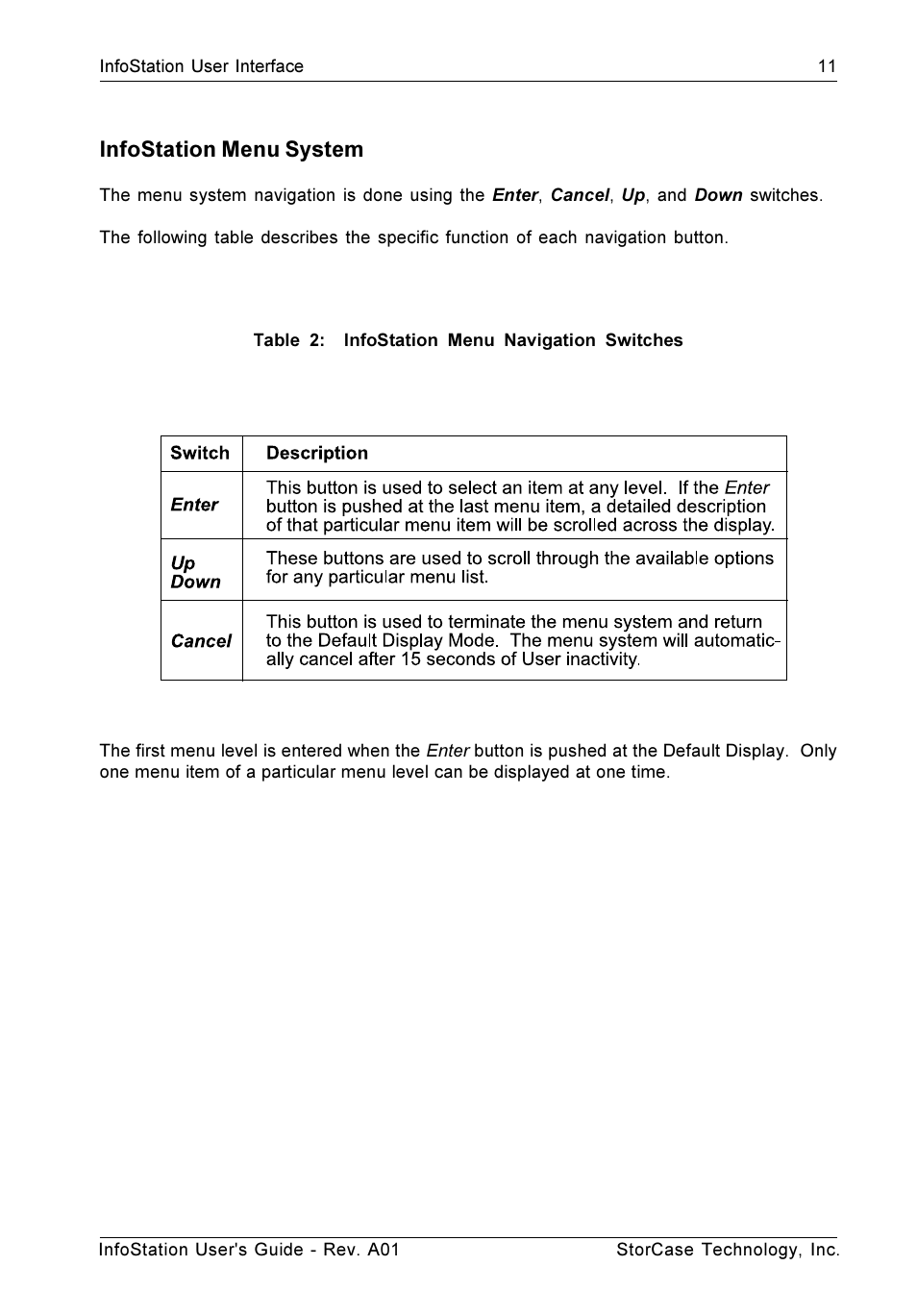 Infostation menu system | StorCase Technology 9-Bay 4U SCSI Ultra160 User Manual | Page 20 / 59