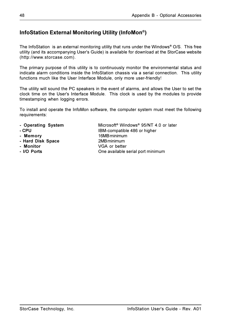 Infostation external monitoring utility (infomon | StorCase Technology 9-Bay 4U SCSI Ultra160 User Manual | Page 57 / 59