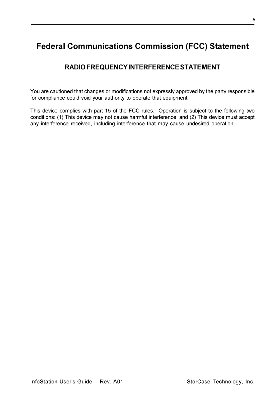 Federal communications commission (fcc) statement, Radio frequency interference statement | StorCase Technology 9-Bay 4U SCSI Ultra160 User Manual | Page 6 / 59