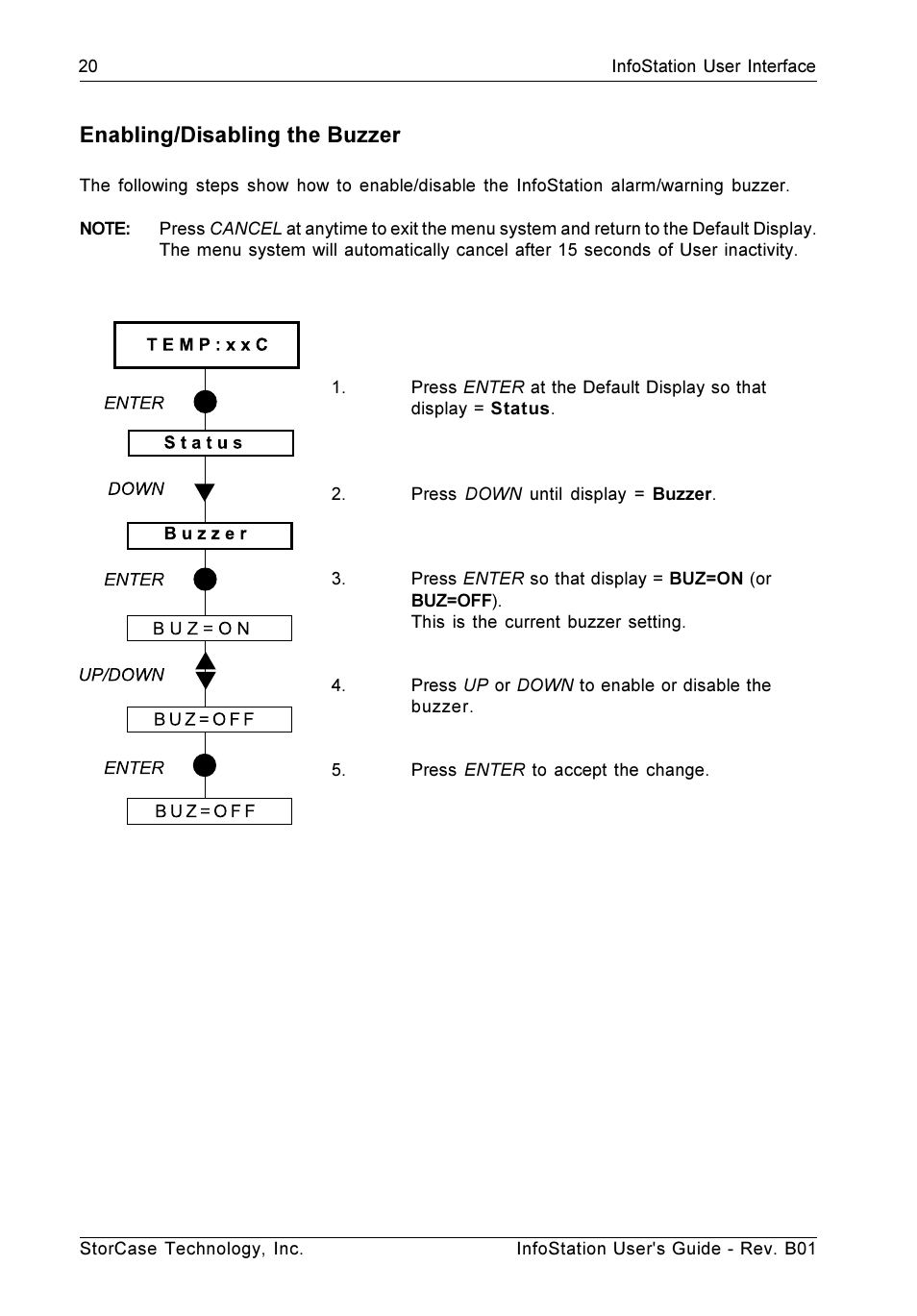 Enabling/disabling the buzzer | StorCase Technology 9-Bay 4U SCSI Ultra160 User Manual | Page 29 / 61