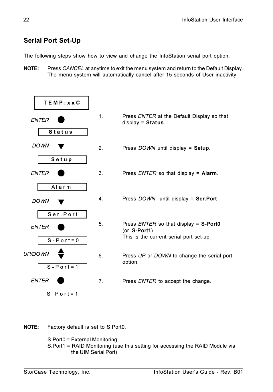 Serial port set-up | StorCase Technology 9-Bay 4U SCSI Ultra160 User Manual | Page 31 / 61