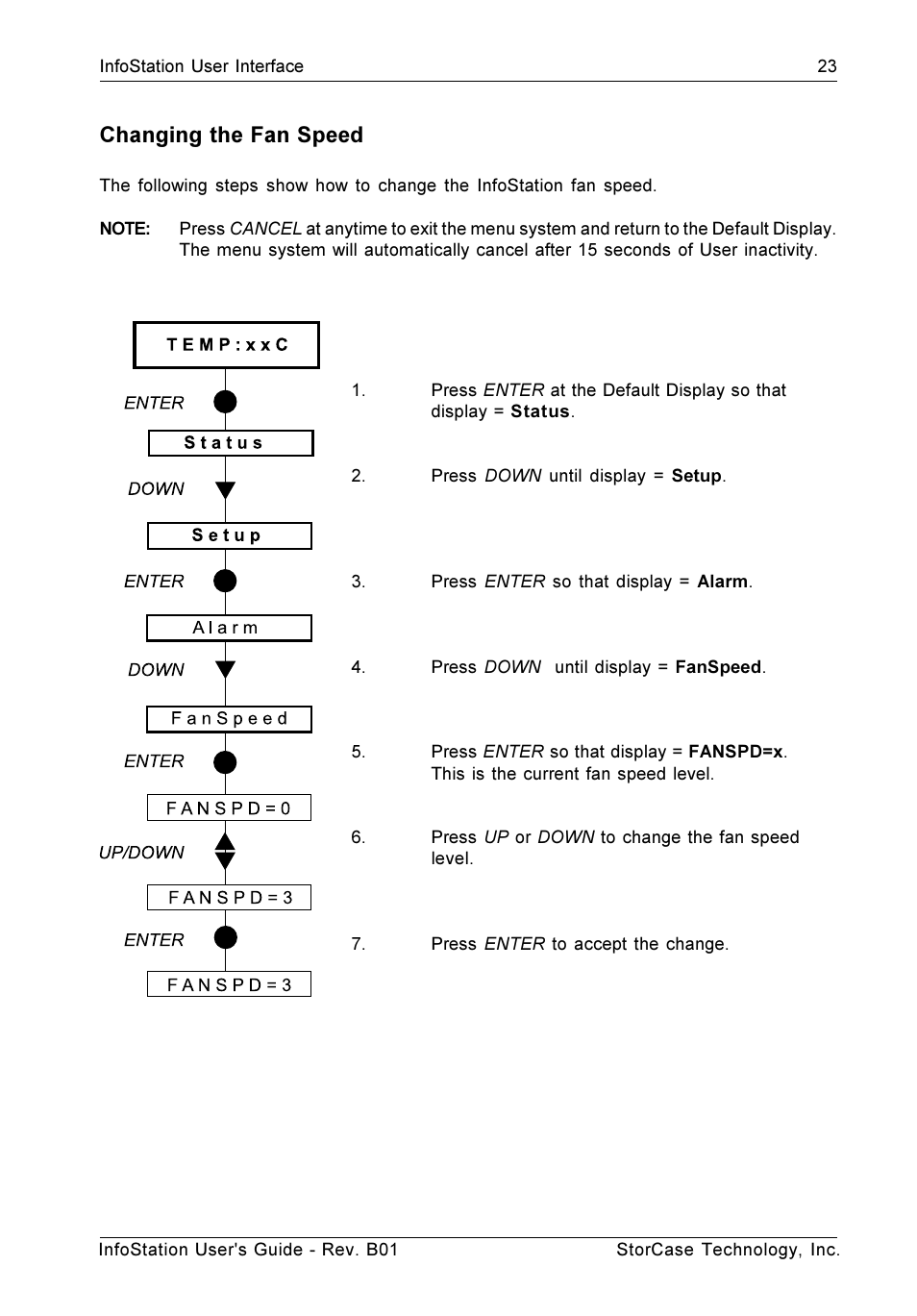 Changing the fan speed | StorCase Technology 9-Bay 4U SCSI Ultra160 User Manual | Page 32 / 61