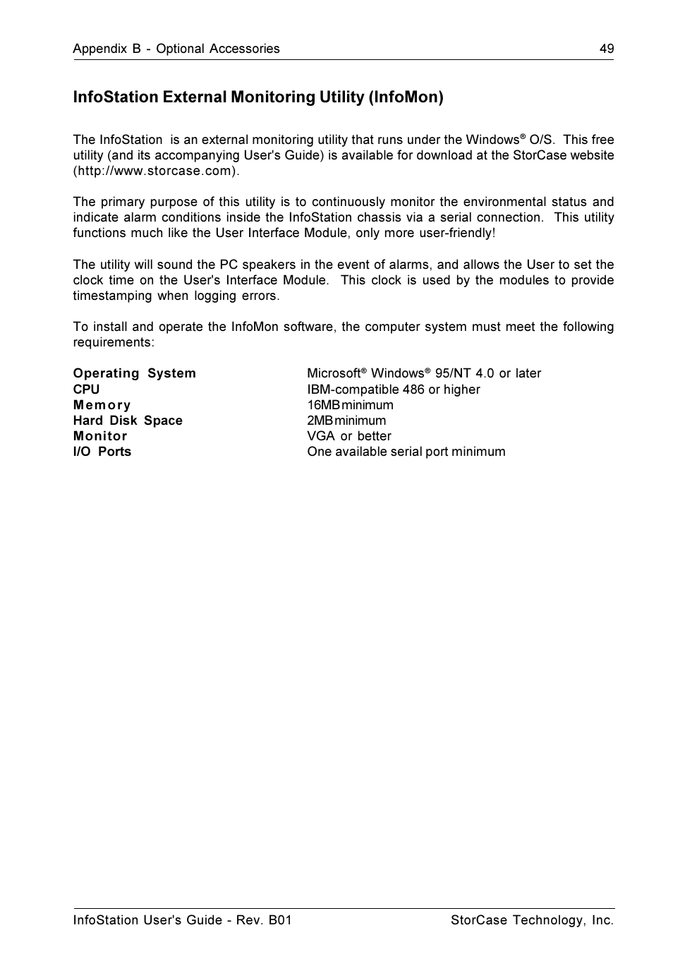 Infostation external monitoring utility (infomon) | StorCase Technology 9-Bay 4U SCSI Ultra160 User Manual | Page 58 / 61