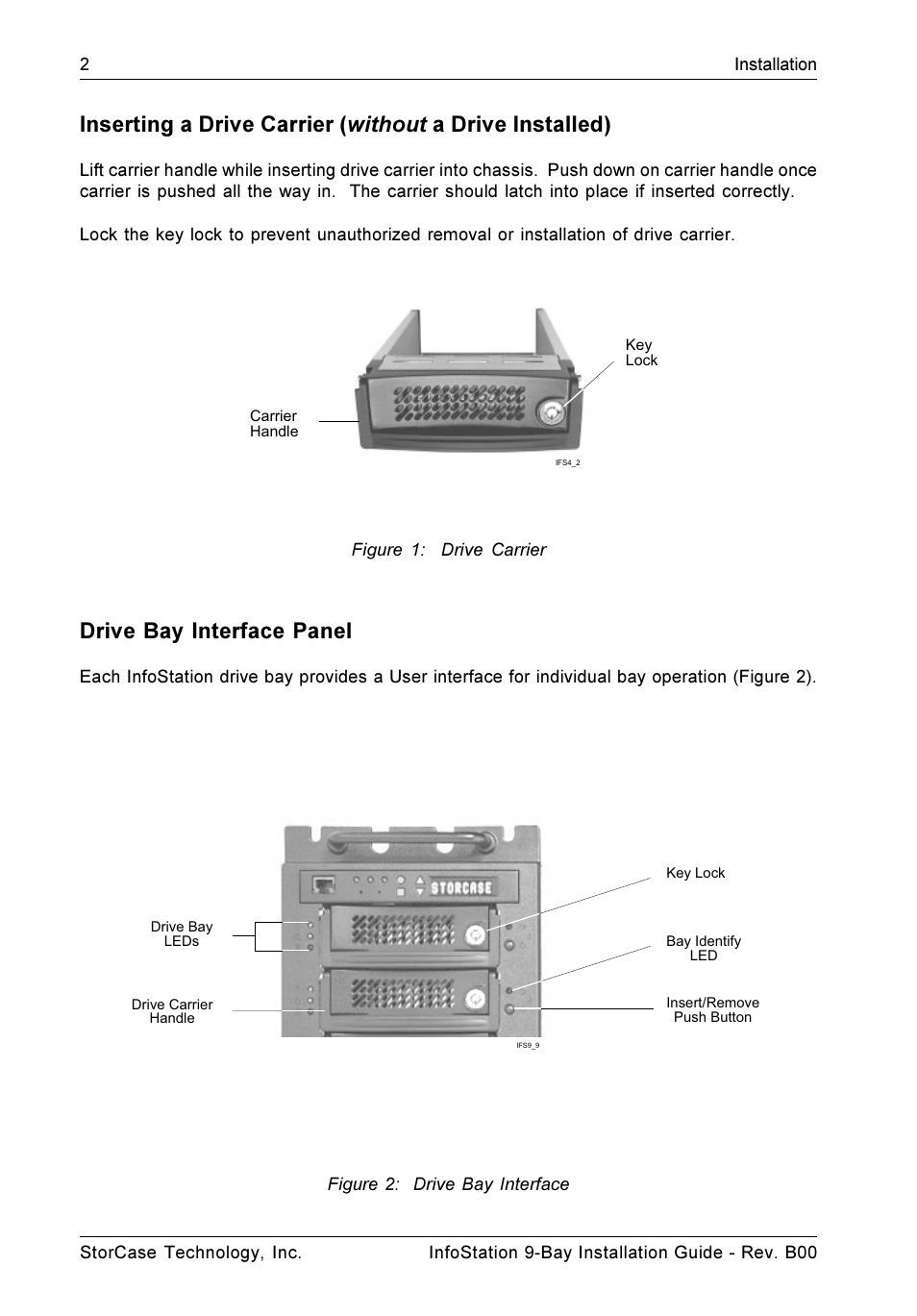 Figure 1: drive carrier, Drive bay interface panel, Figure 2: drive bay interface | StorCase Technology 9-Bay 4U SCSI Ultra320 User Manual | Page 7 / 25