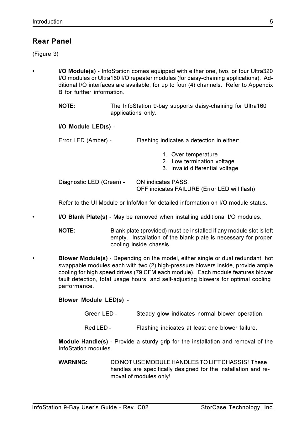 Rear panel | StorCase Technology 9-Bay 4U SCSI Ultra320 User Manual | Page 14 / 65