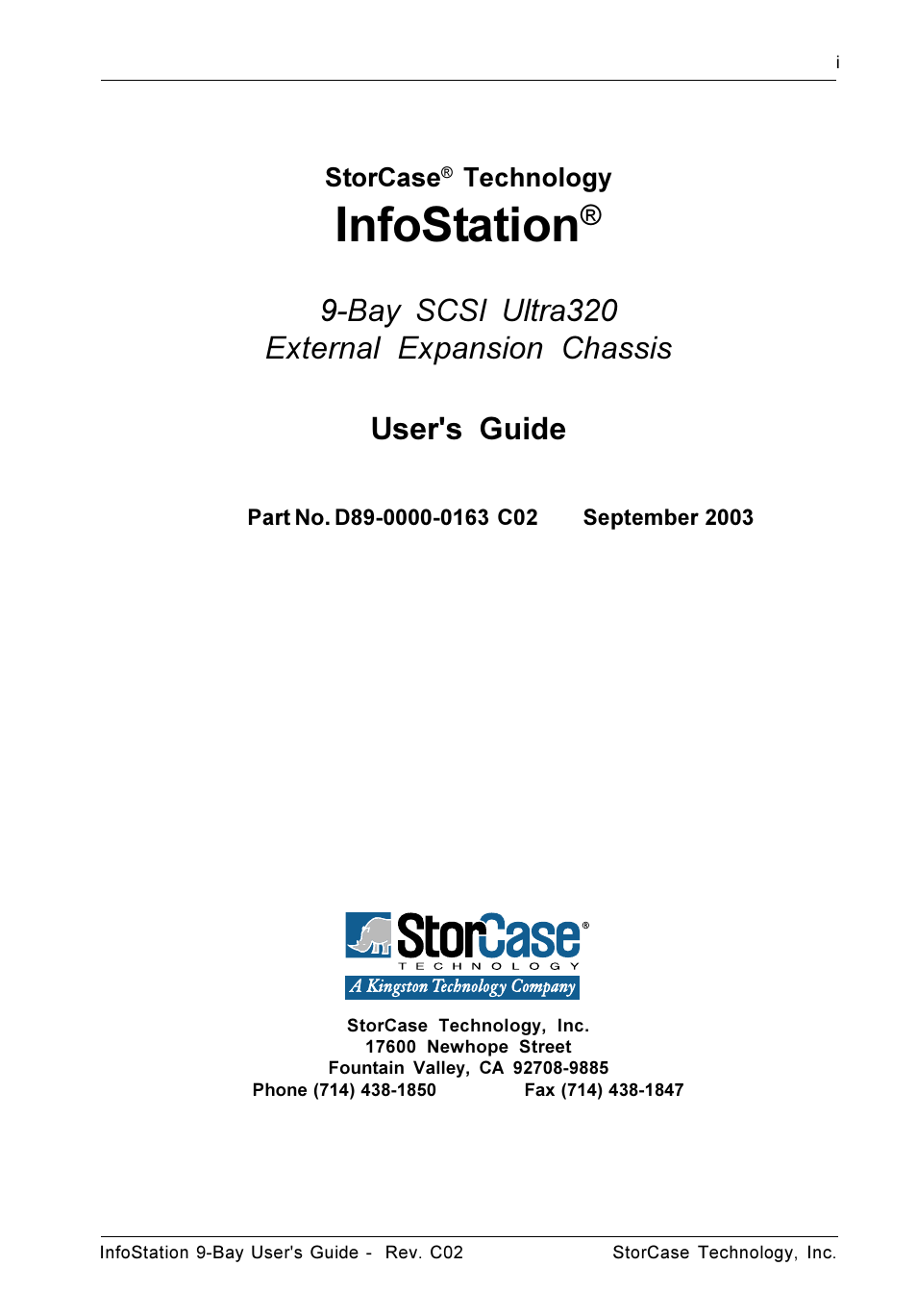 Infostation | StorCase Technology 9-Bay 4U SCSI Ultra320 User Manual | Page 2 / 65