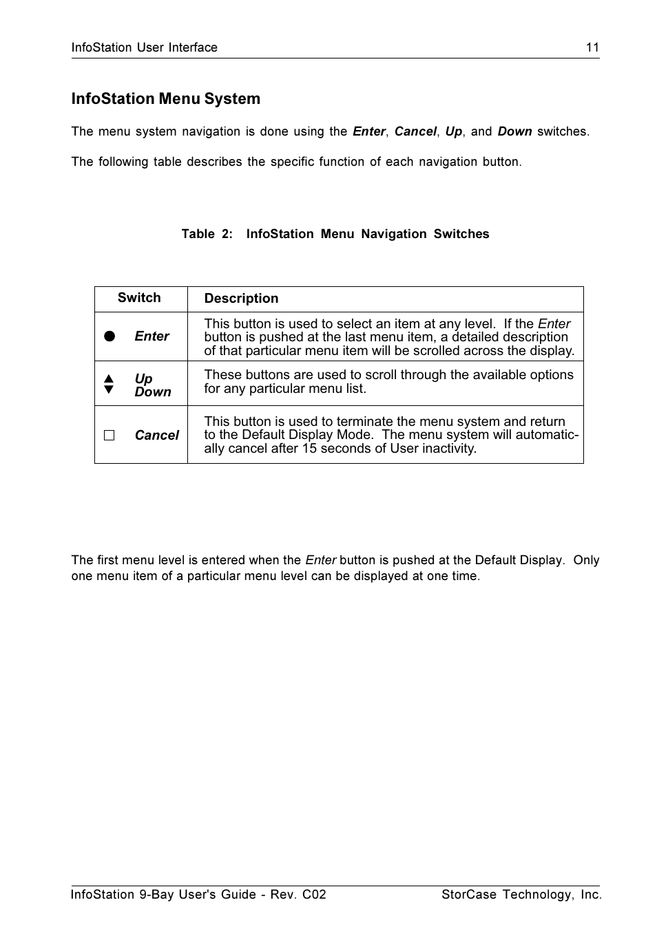 Infostation menu system | StorCase Technology 9-Bay 4U SCSI Ultra320 User Manual | Page 20 / 65