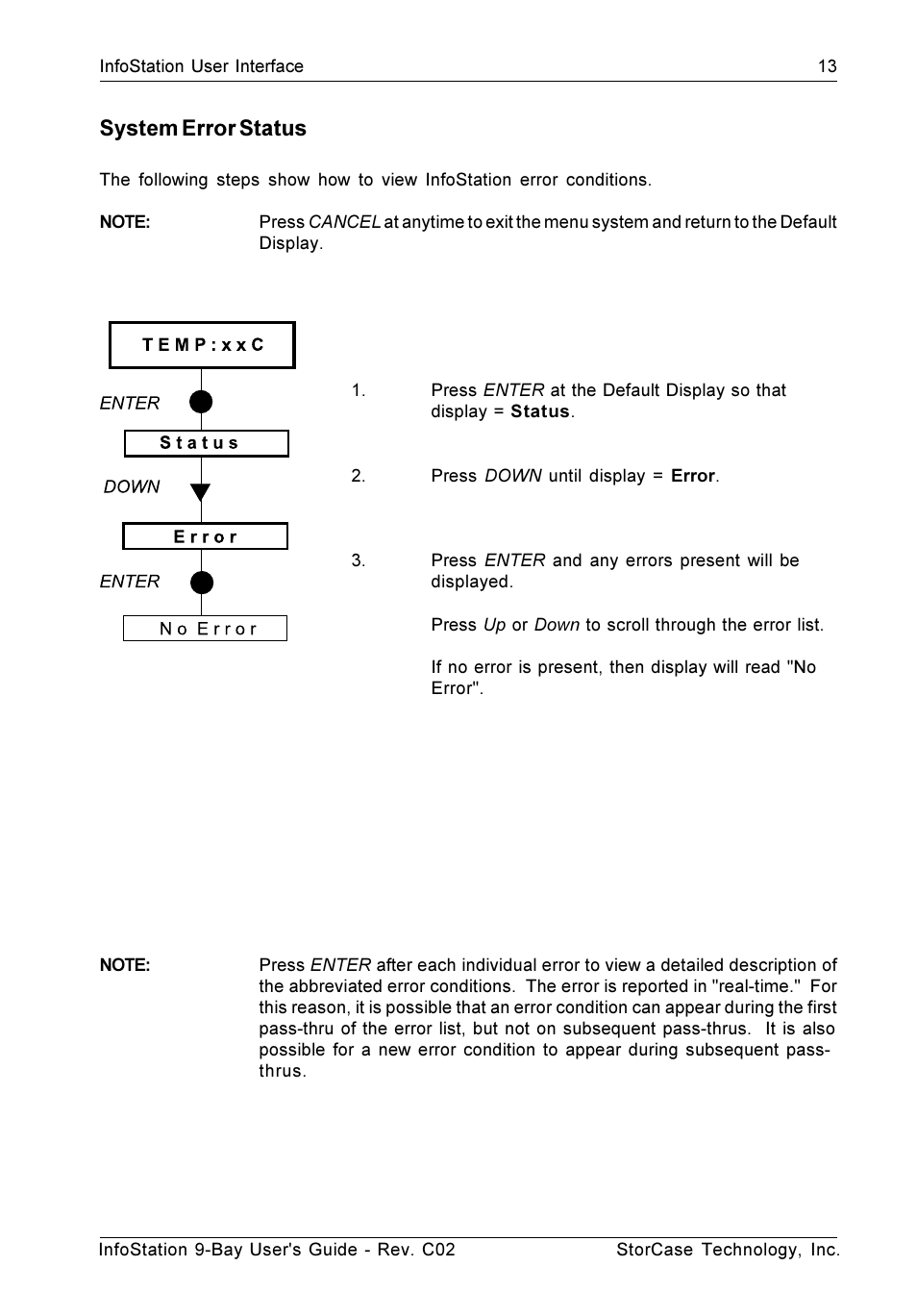 System error status | StorCase Technology 9-Bay 4U SCSI Ultra320 User Manual | Page 22 / 65