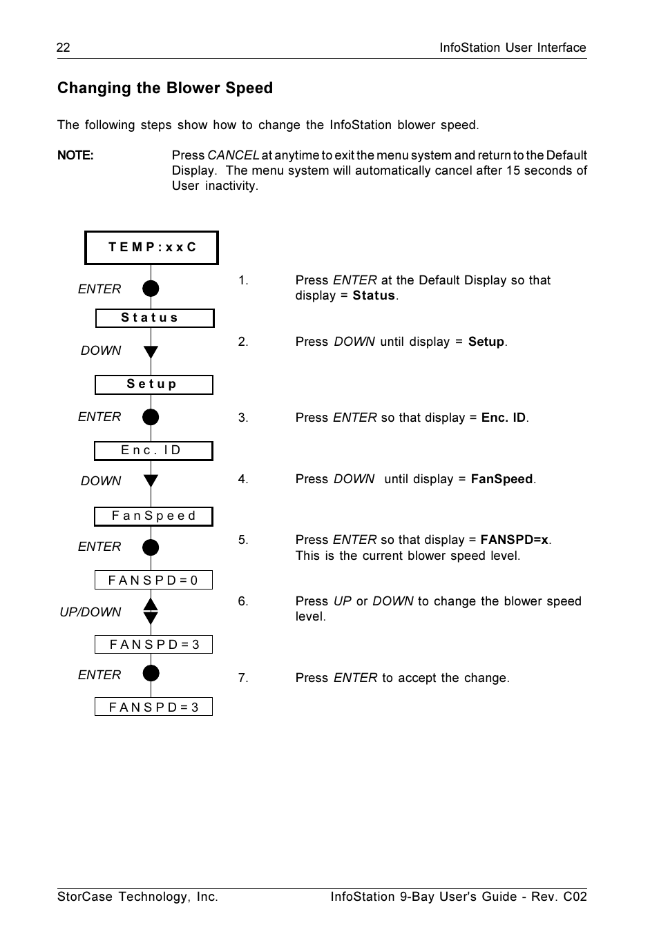 Changing the blower speed | StorCase Technology 9-Bay 4U SCSI Ultra320 User Manual | Page 31 / 65