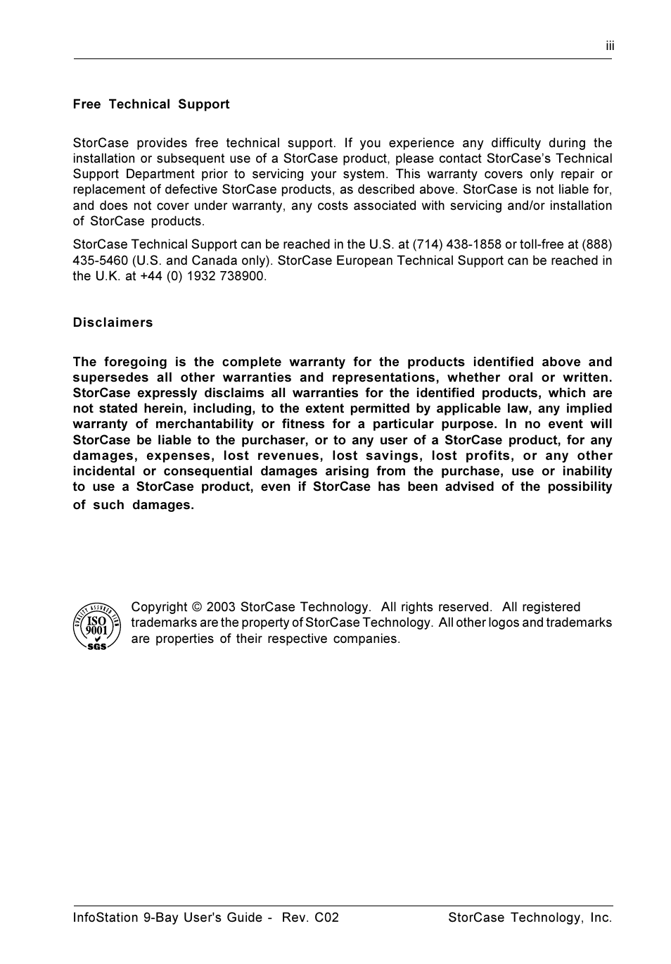 StorCase Technology 9-Bay 4U SCSI Ultra320 User Manual | Page 4 / 65