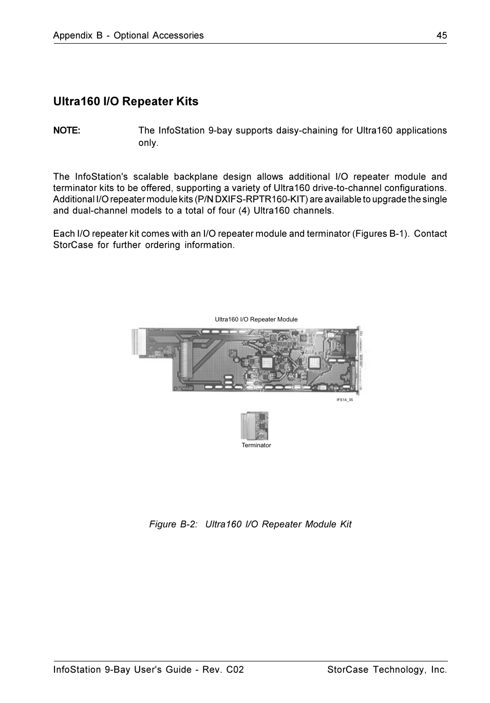 Ultra160 i/o repeater kits | StorCase Technology 9-Bay 4U SCSI Ultra320 User Manual | Page 54 / 65