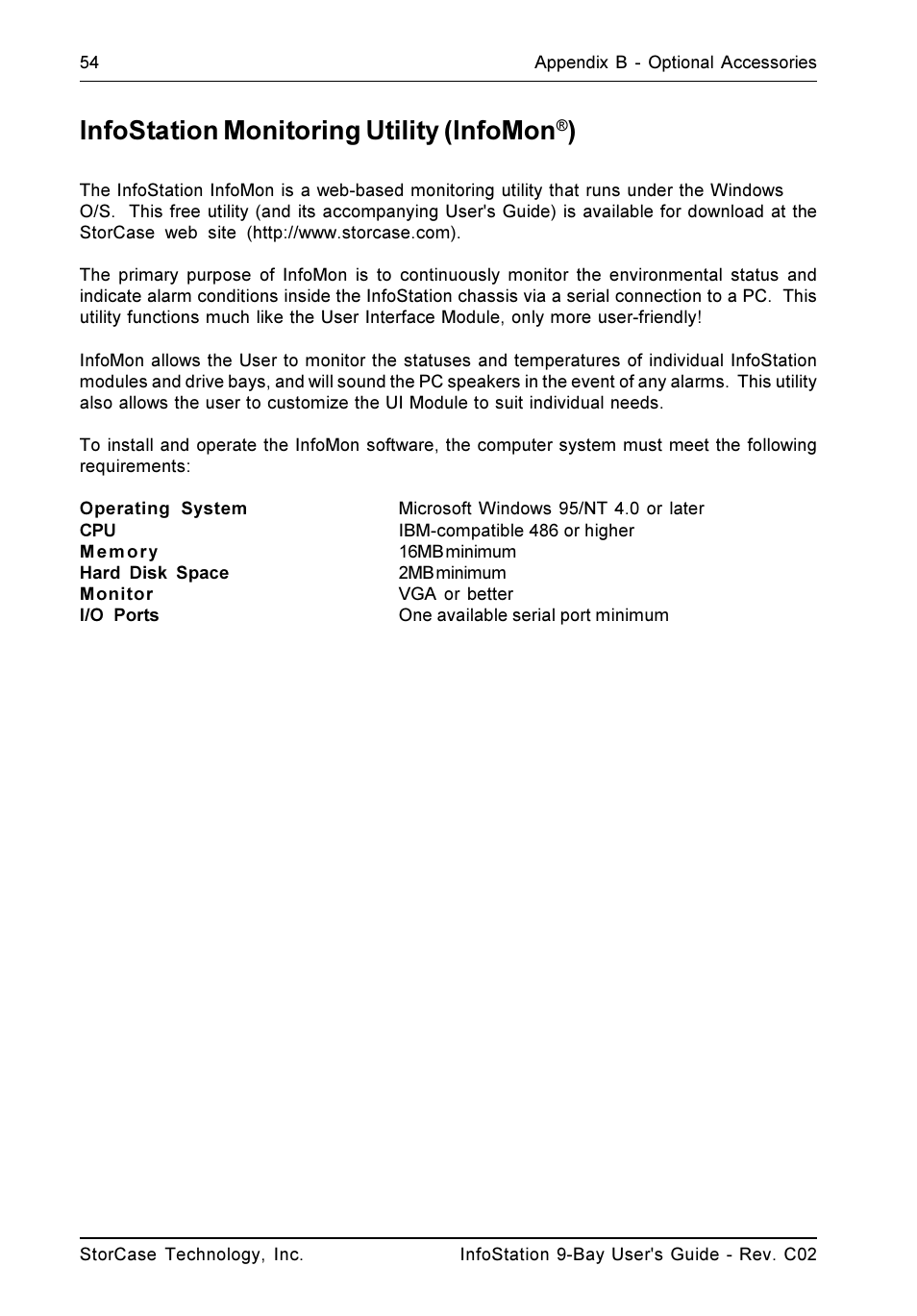 Infostation monitoring utility (infomon | StorCase Technology 9-Bay 4U SCSI Ultra320 User Manual | Page 63 / 65