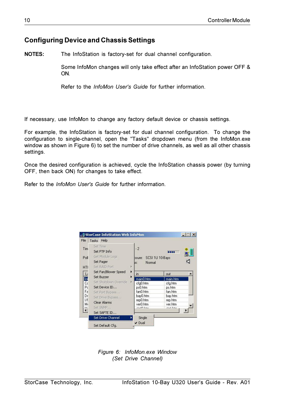 Configuring device and chassis settings | StorCase Technology 10-Bay 1U SCSI Ultra320 User Manual | Page 18 / 34