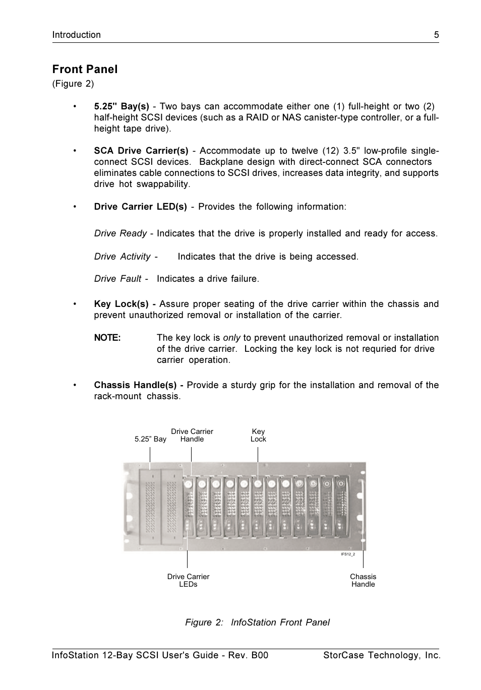 Front panel | StorCase Technology 12-Bay 4U SCSI Ultra320 User Manual | Page 14 / 41