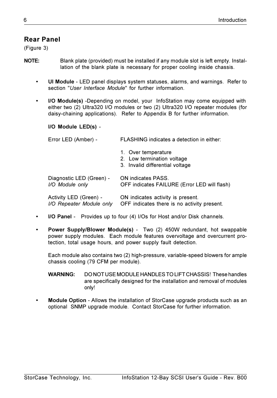 Rear panel | StorCase Technology 12-Bay 4U SCSI Ultra320 User Manual | Page 15 / 41