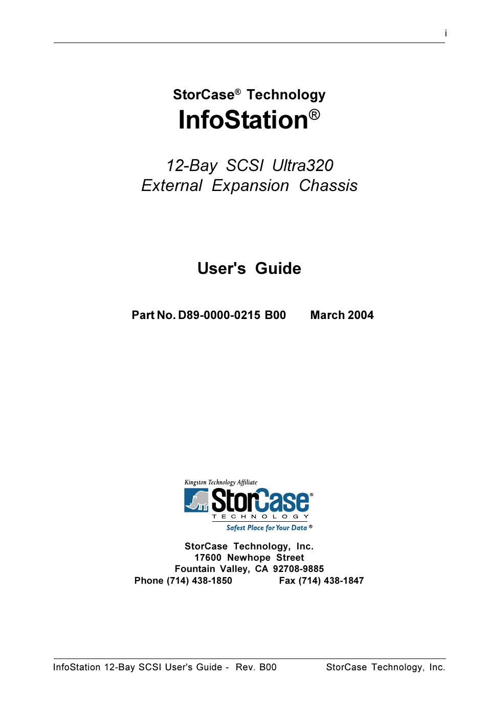 Infostation | StorCase Technology 12-Bay 4U SCSI Ultra320 User Manual | Page 2 / 41