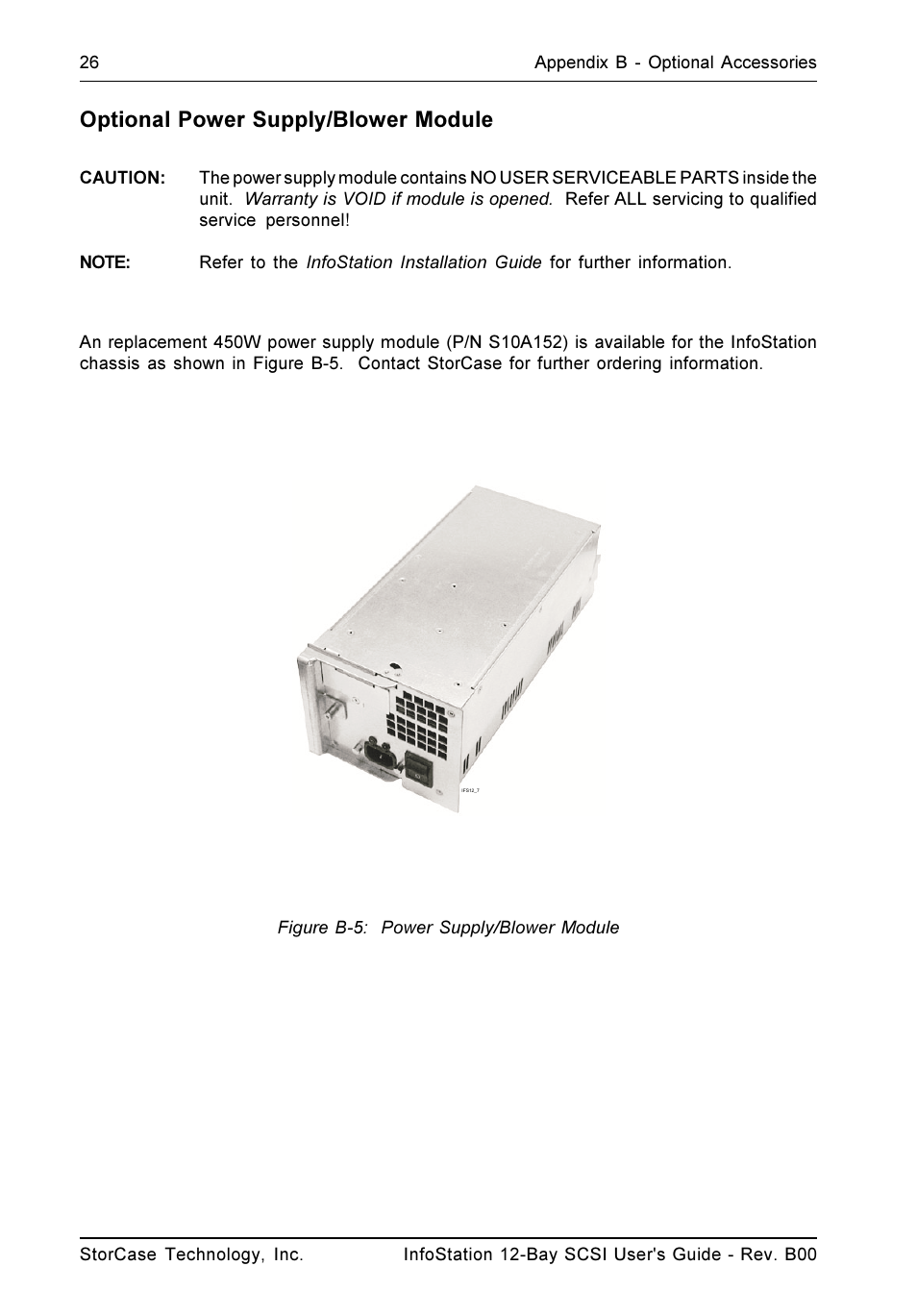 Optional power supply/blower module | StorCase Technology 12-Bay 4U SCSI Ultra320 User Manual | Page 35 / 41