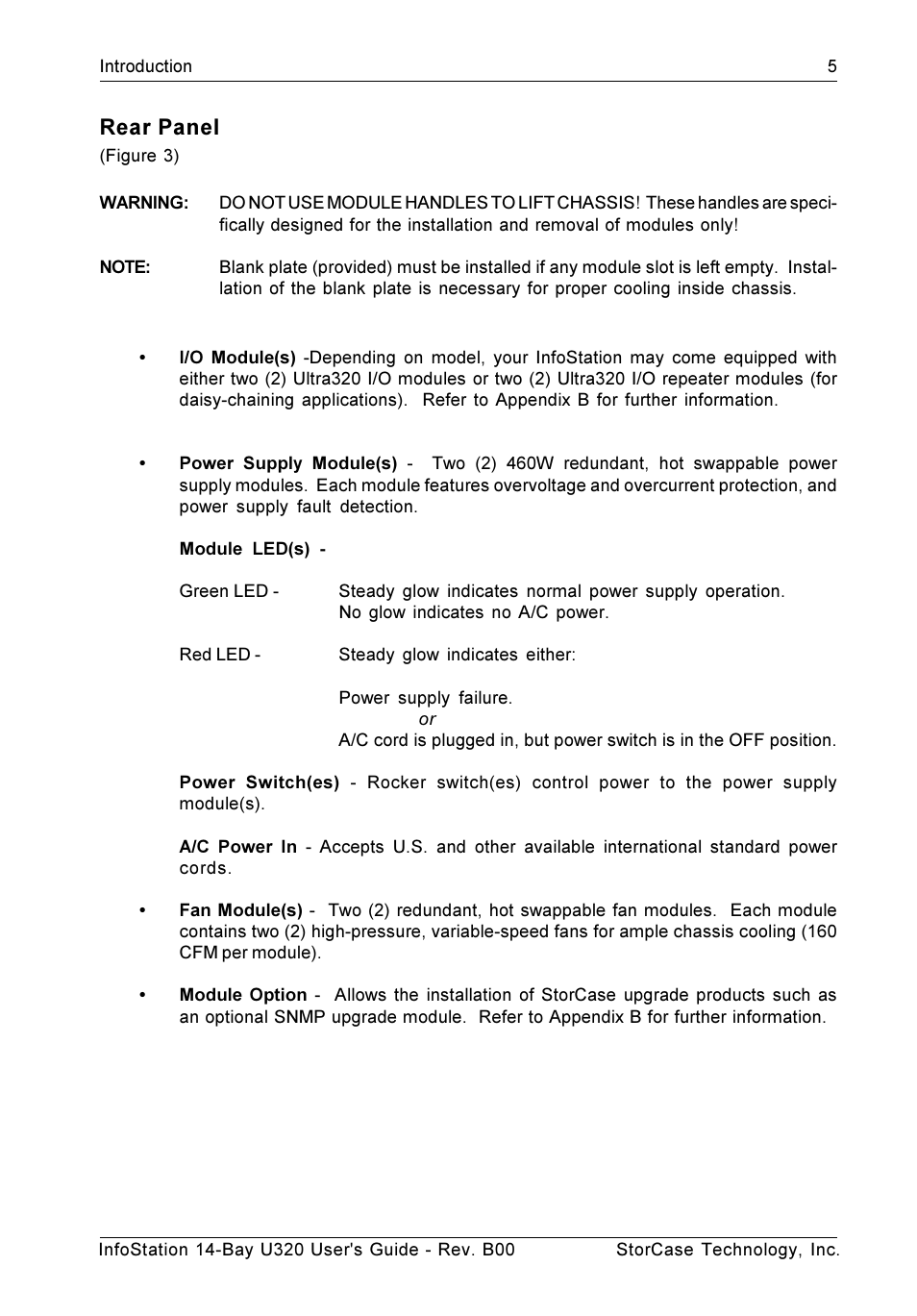 Rear panel | StorCase Technology 14-Bay 3U SCSI Ultra320 User Manual | Page 14 / 39