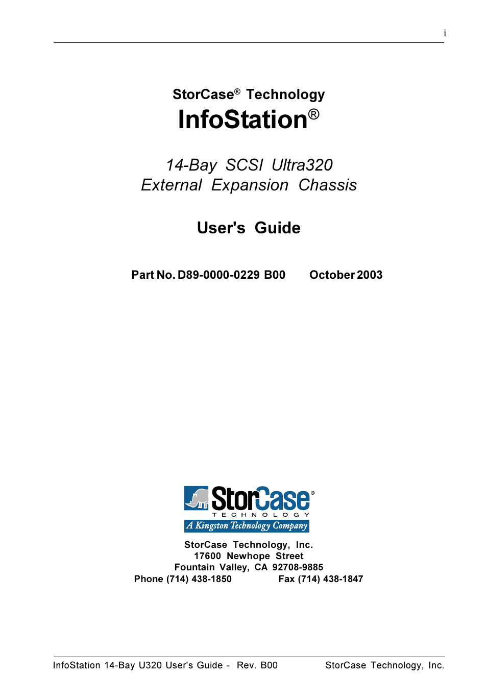 Infostation | StorCase Technology 14-Bay 3U SCSI Ultra320 User Manual | Page 2 / 39