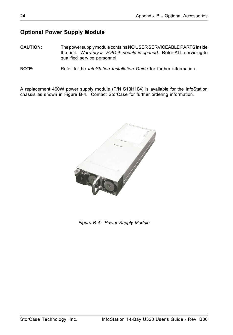 Optional power supply module | StorCase Technology 14-Bay 3U SCSI Ultra320 User Manual | Page 33 / 39