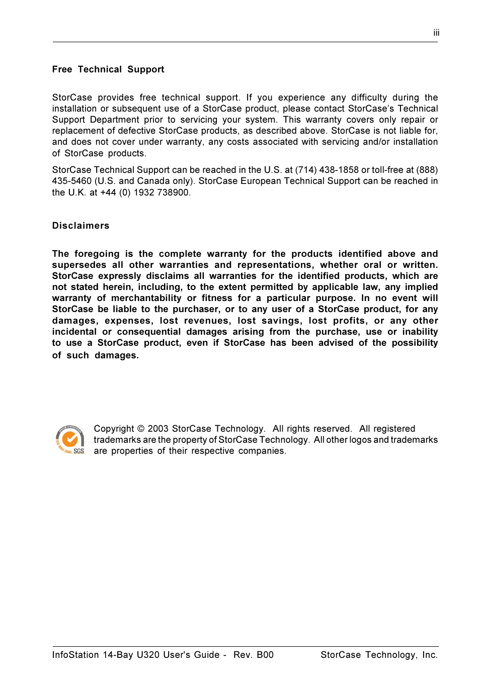 StorCase Technology 14-Bay 3U SCSI Ultra320 User Manual | Page 4 / 39