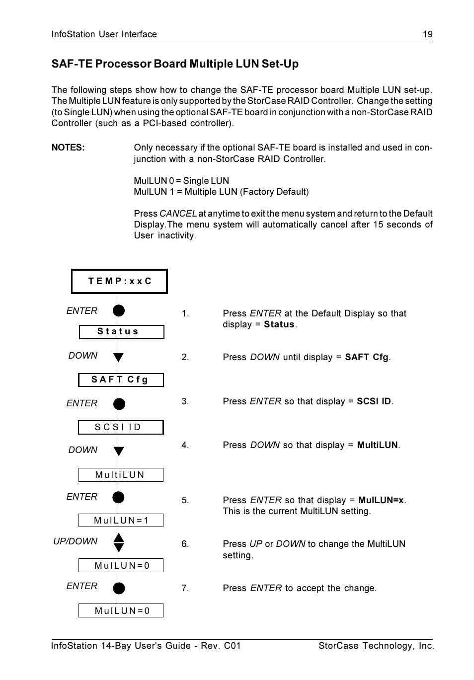Saf-te processor board multiple lun set-up | StorCase Technology 14-Bay 4U SCSI Ultra160 User Manual | Page 28 / 65