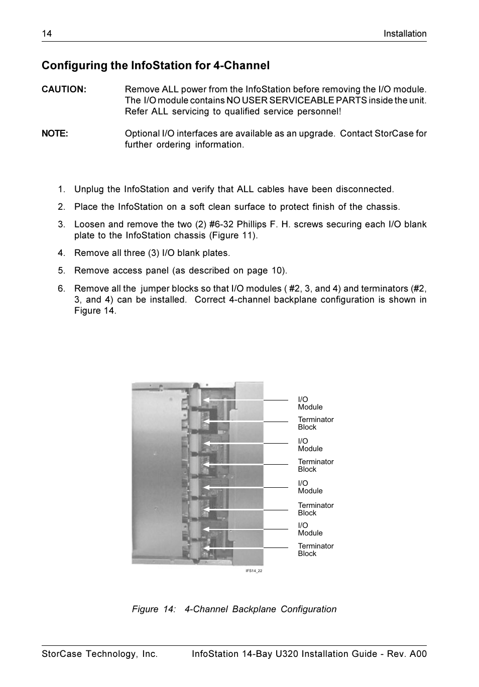 Configuring the infostation for 4-channel | StorCase Technology 14-Bay 4U SCSI Ultra320 User Manual | Page 19 / 27