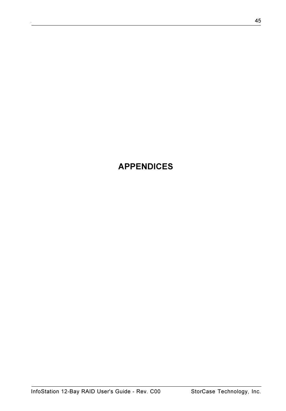Appendices | StorCase Technology InfoStation 12-Bay 4U Ultra160/SATA User Manual | Page 56 / 77