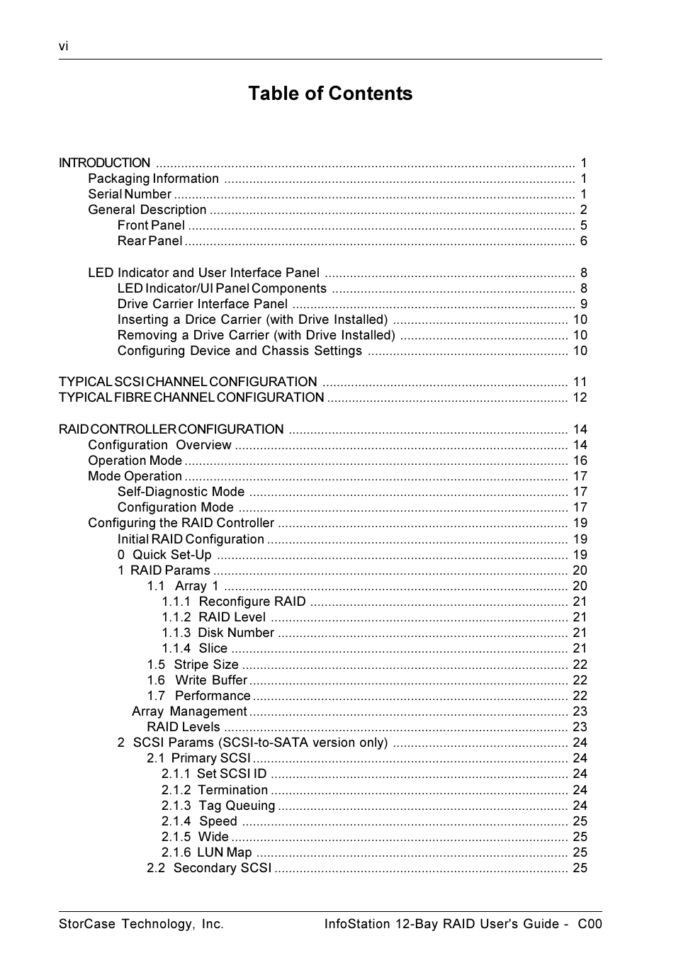 StorCase Technology InfoStation 12-Bay 4U Ultra160/SATA User Manual | Page 7 / 77