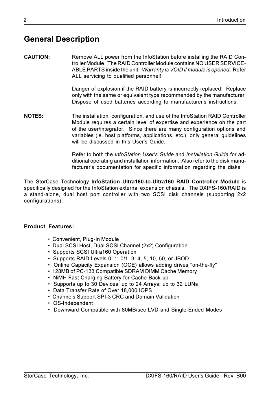 General description | StorCase Technology SCSI-to-SCSI Single RAID User Manual | Page 12 / 82