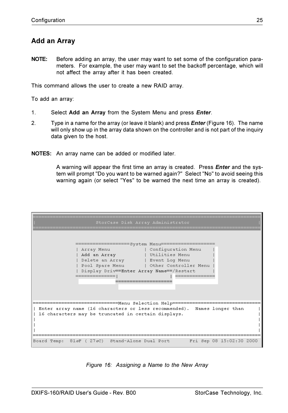 Add an array | StorCase Technology SCSI-to-SCSI Single RAID User Manual | Page 35 / 82