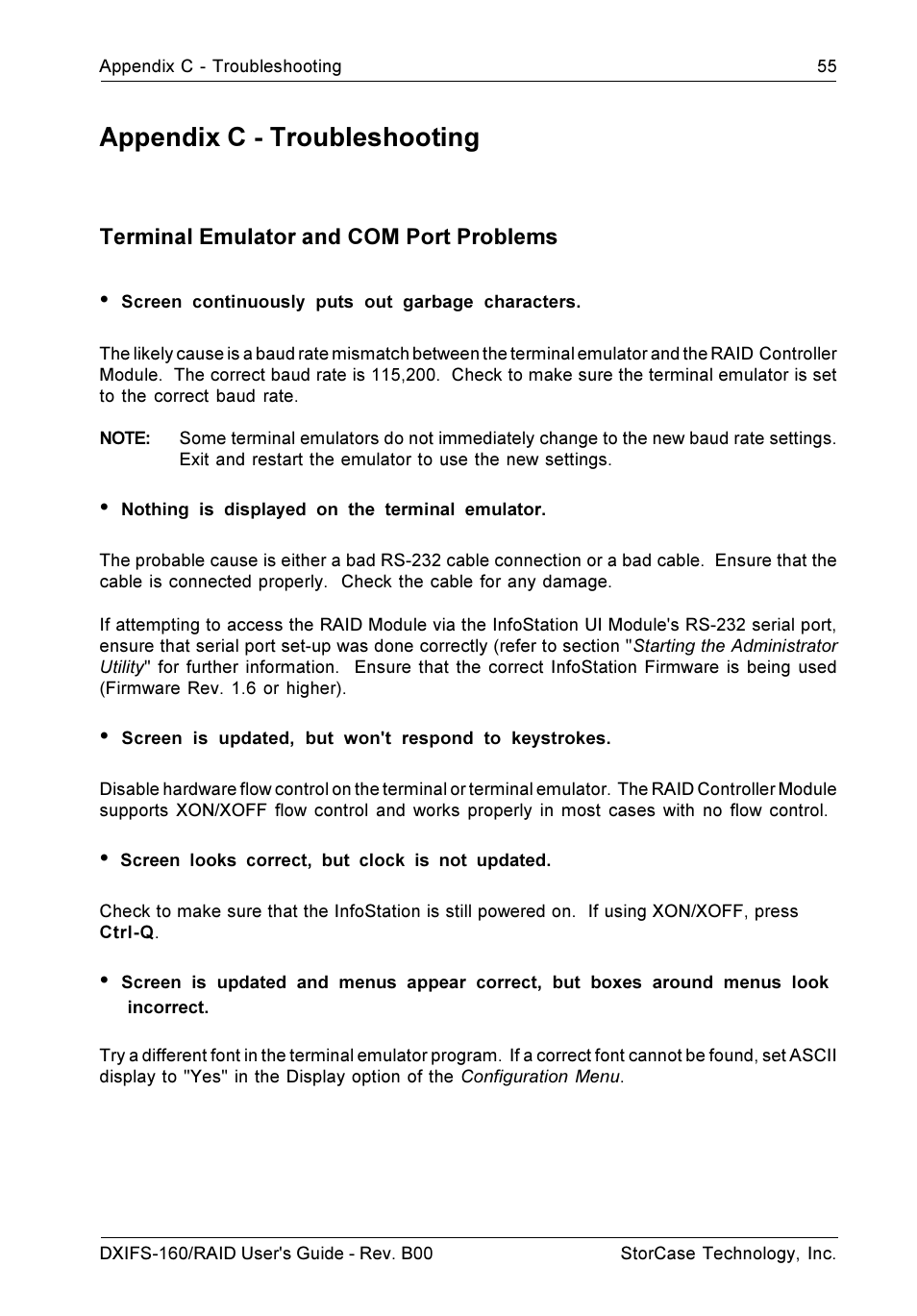 Appendix c - troubleshooting | StorCase Technology SCSI-to-SCSI Single RAID User Manual | Page 65 / 82