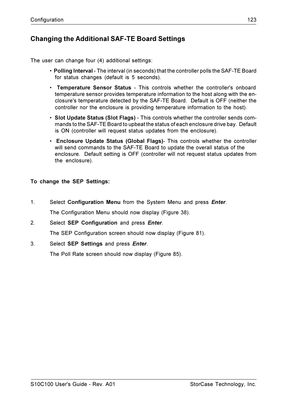 Changing the additional saf-te board settings | StorCase Technology Fibre-to-SCSI Single RAID User Manual | Page 135 / 162