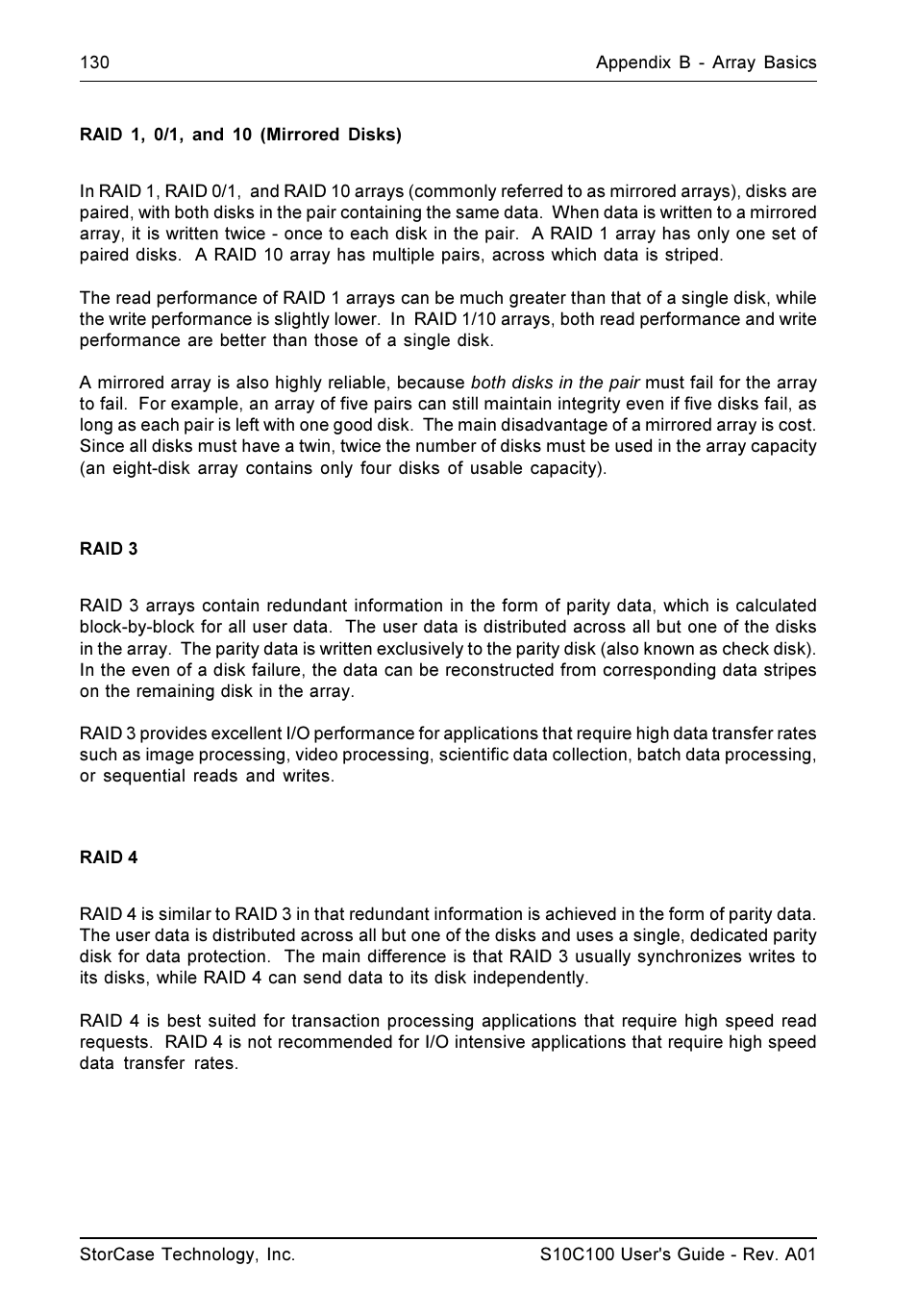 StorCase Technology Fibre-to-SCSI Single RAID User Manual | Page 142 / 162