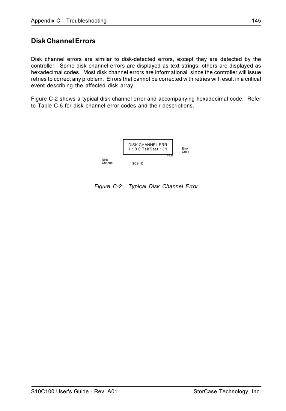 Disk channel errors | StorCase Technology Fibre-to-SCSI Single RAID User Manual | Page 157 / 162