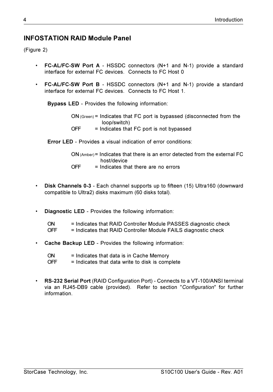 Infostation raid module panel | StorCase Technology Fibre-to-SCSI Single RAID User Manual | Page 16 / 162
