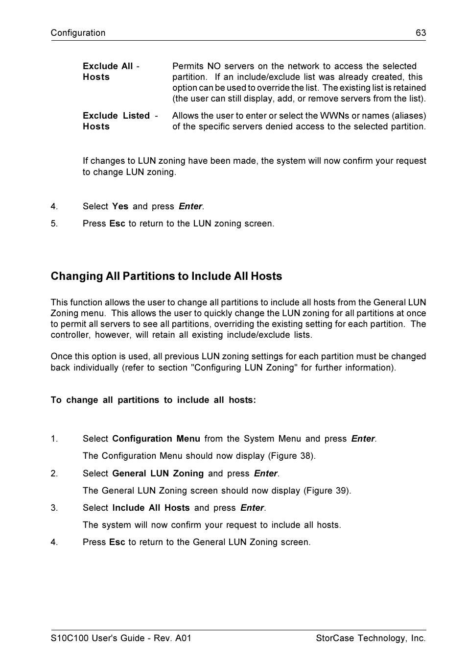 Changing all partitions to include all hosts | StorCase Technology Fibre-to-SCSI Single RAID User Manual | Page 75 / 162