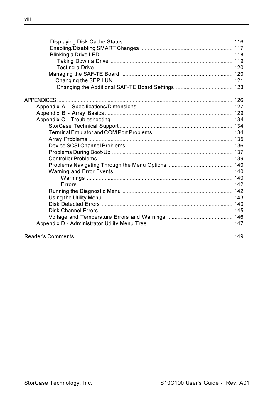 StorCase Technology Fibre-to-SCSI Single RAID User Manual | Page 9 / 162