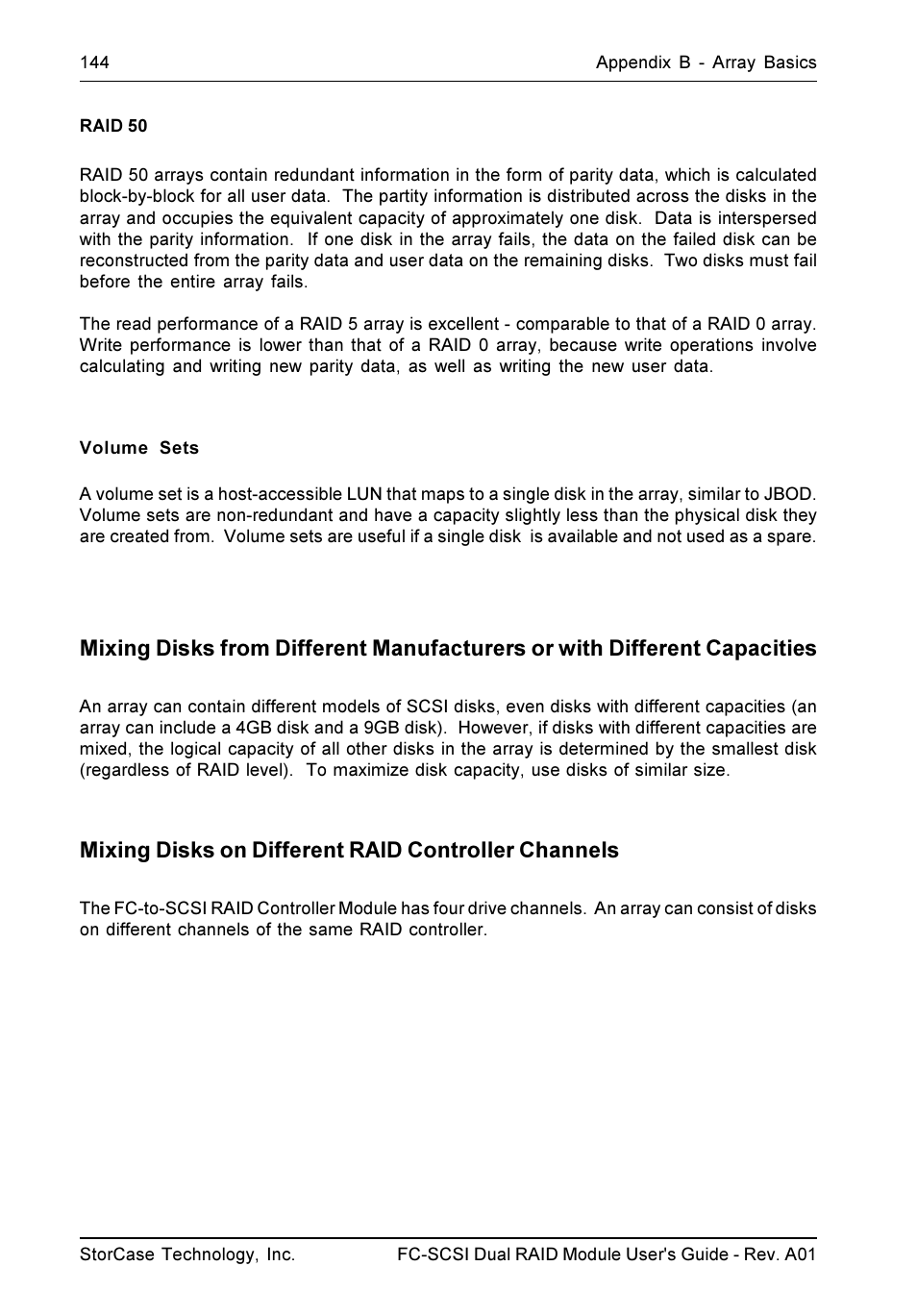 Mixing disks on different raid controller channels | StorCase Technology FC-to-SCSI Single & Dual RAID User Manual | Page 157 / 179