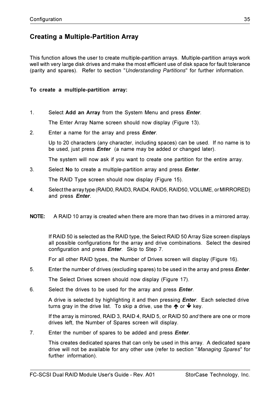 Creating a multiple-partition array | StorCase Technology FC-to-SCSI Single & Dual RAID User Manual | Page 48 / 179