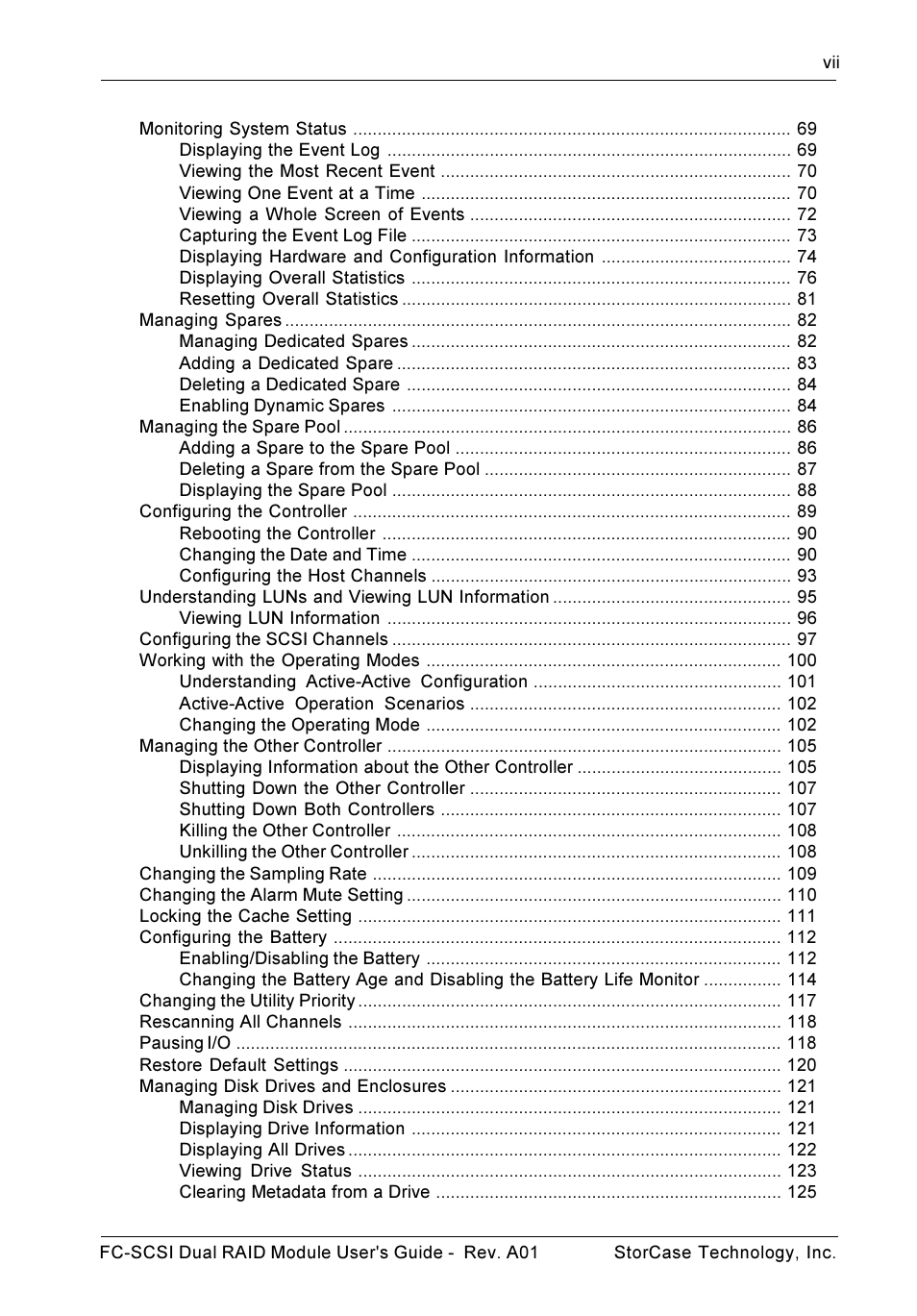 StorCase Technology FC-to-SCSI Single & Dual RAID User Manual | Page 8 / 179