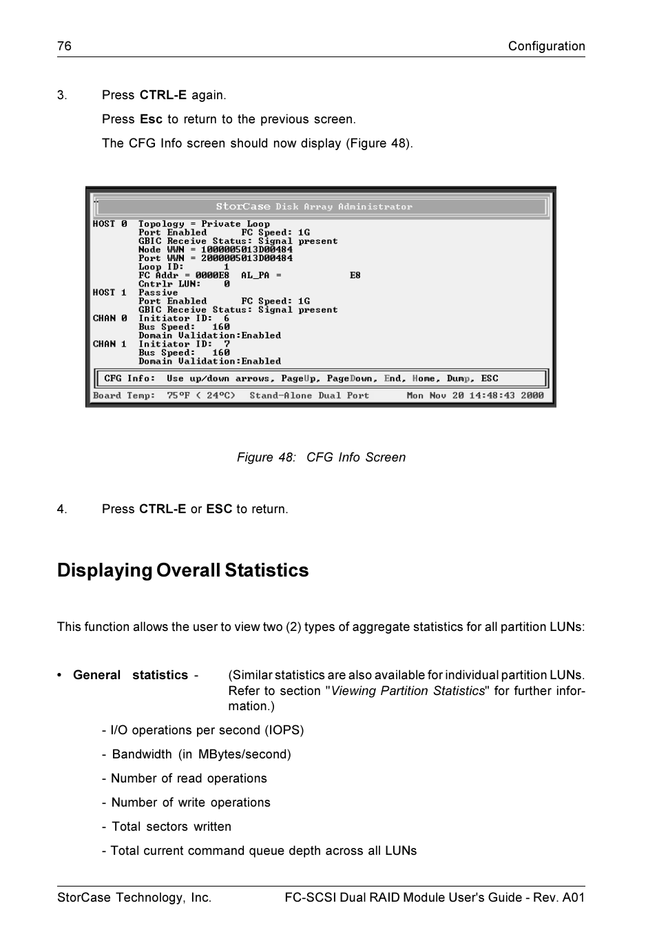 Displaying overall statistics | StorCase Technology FC-to-SCSI Single & Dual RAID User Manual | Page 89 / 179