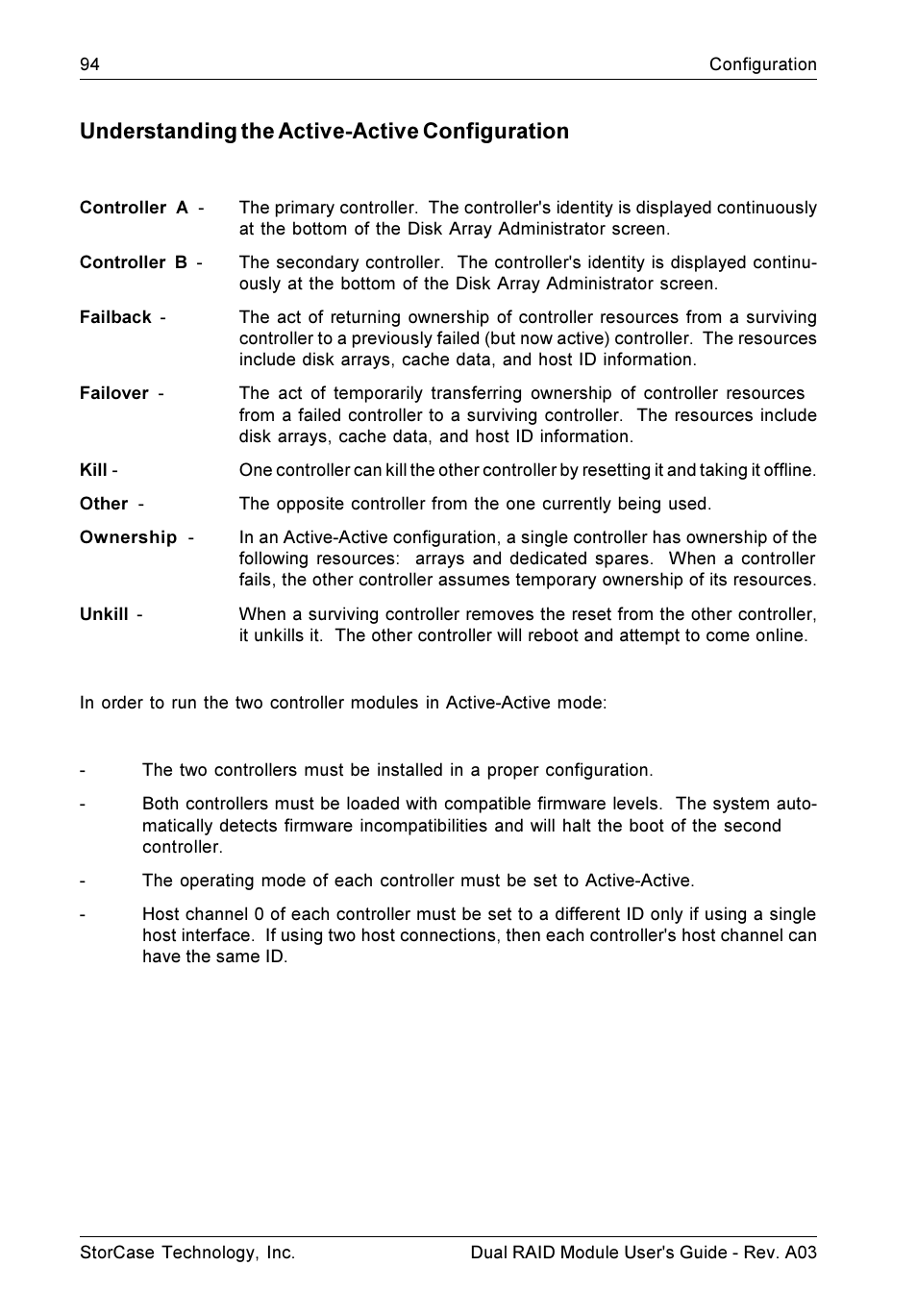 Understanding the active-active configuration | StorCase Technology CSI-to-SCSI Single & Dual RAID User Manual | Page 107 / 171
