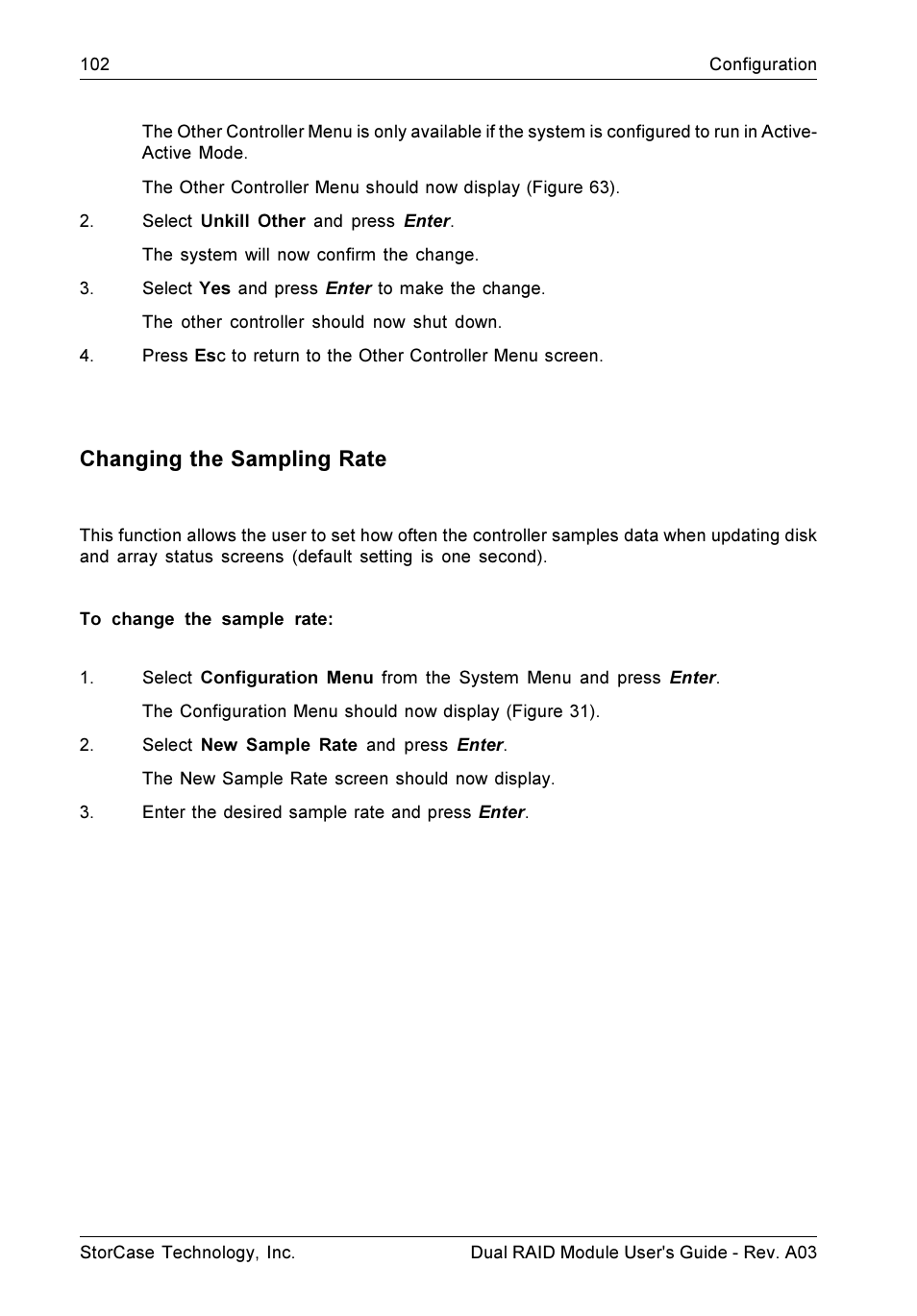 Changing the sampling rate | StorCase Technology CSI-to-SCSI Single & Dual RAID User Manual | Page 115 / 171