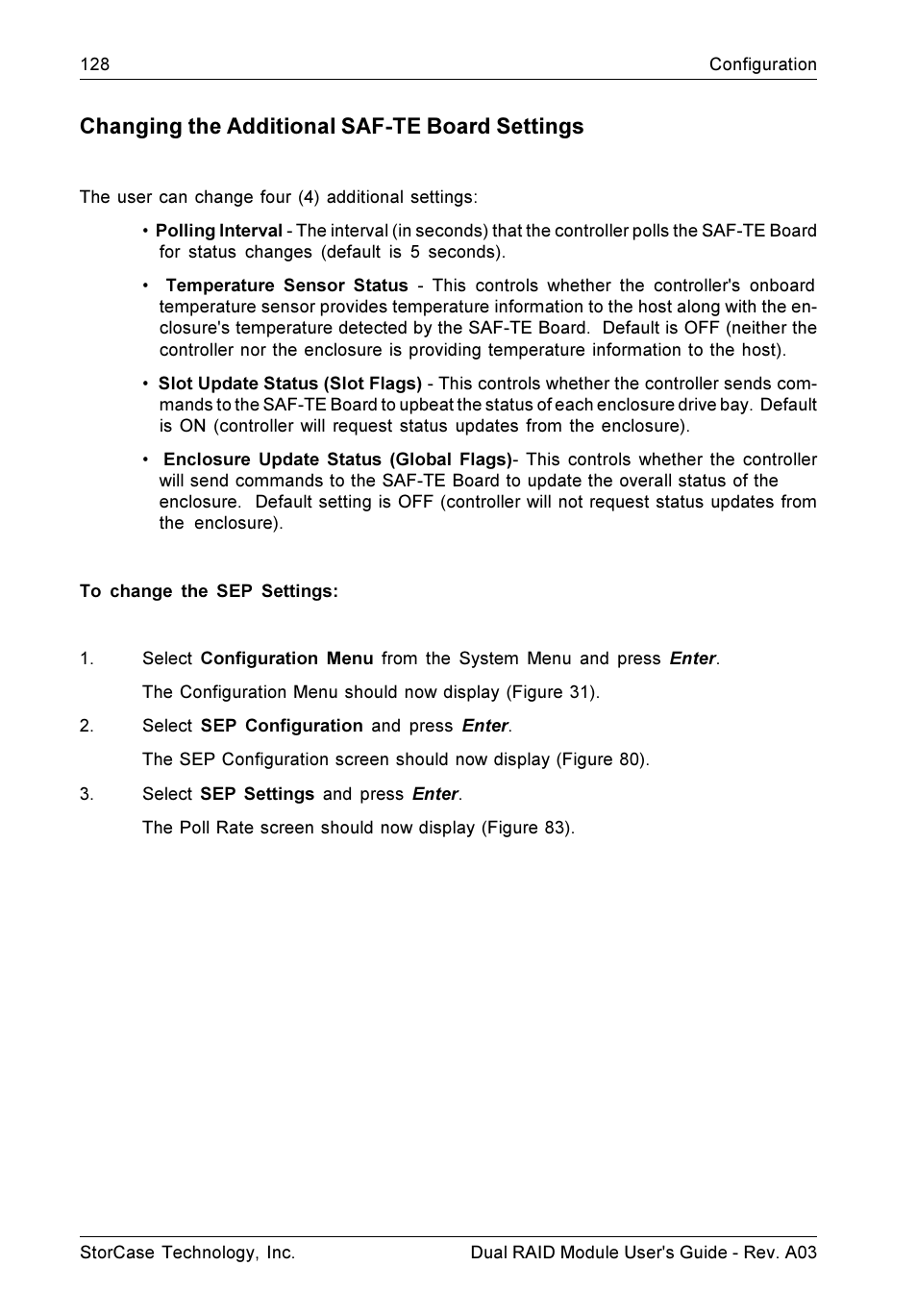Changing the additional saf-te board settings | StorCase Technology CSI-to-SCSI Single & Dual RAID User Manual | Page 141 / 171