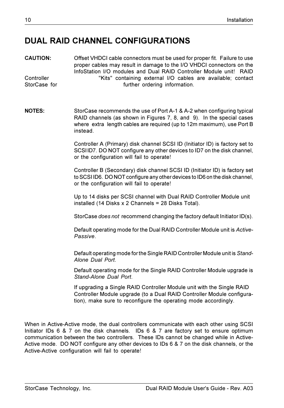 Dual raid channel configurations | StorCase Technology CSI-to-SCSI Single & Dual RAID User Manual | Page 23 / 171