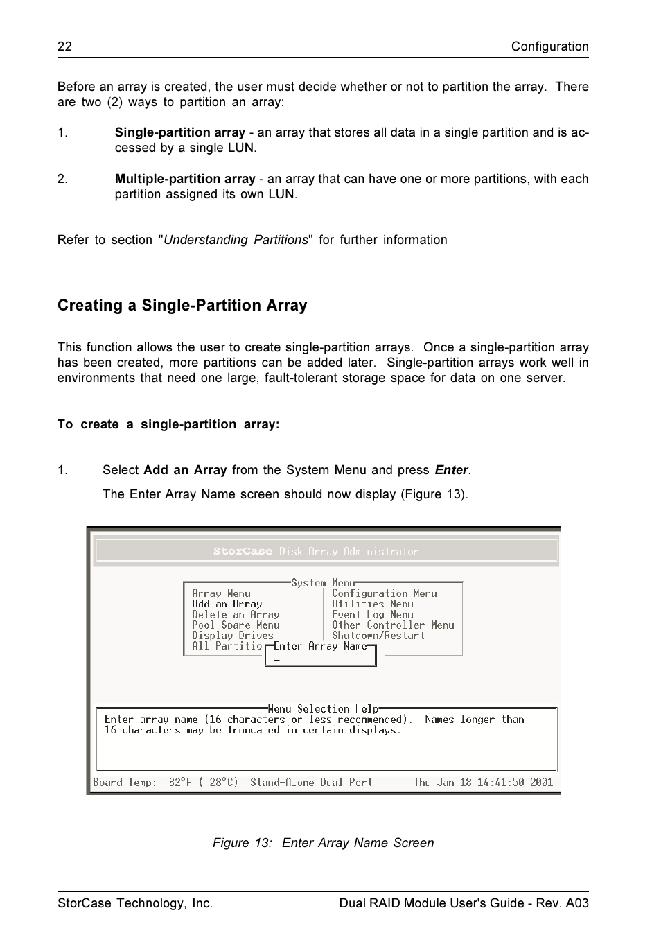 Creating a single-partition array | StorCase Technology CSI-to-SCSI Single & Dual RAID User Manual | Page 35 / 171