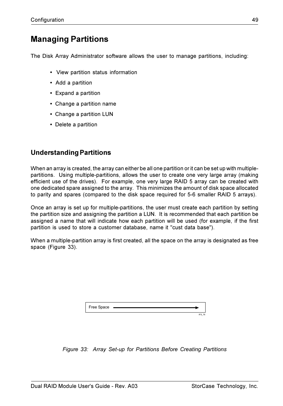 Managing partitions, Understanding partitions | StorCase Technology CSI-to-SCSI Single & Dual RAID User Manual | Page 62 / 171